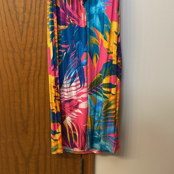 LANE BRYANT UEC Size 14/16 Sleeveless Tropical Print Midi Dress Pink Blue yellow - Picture 6 of 16